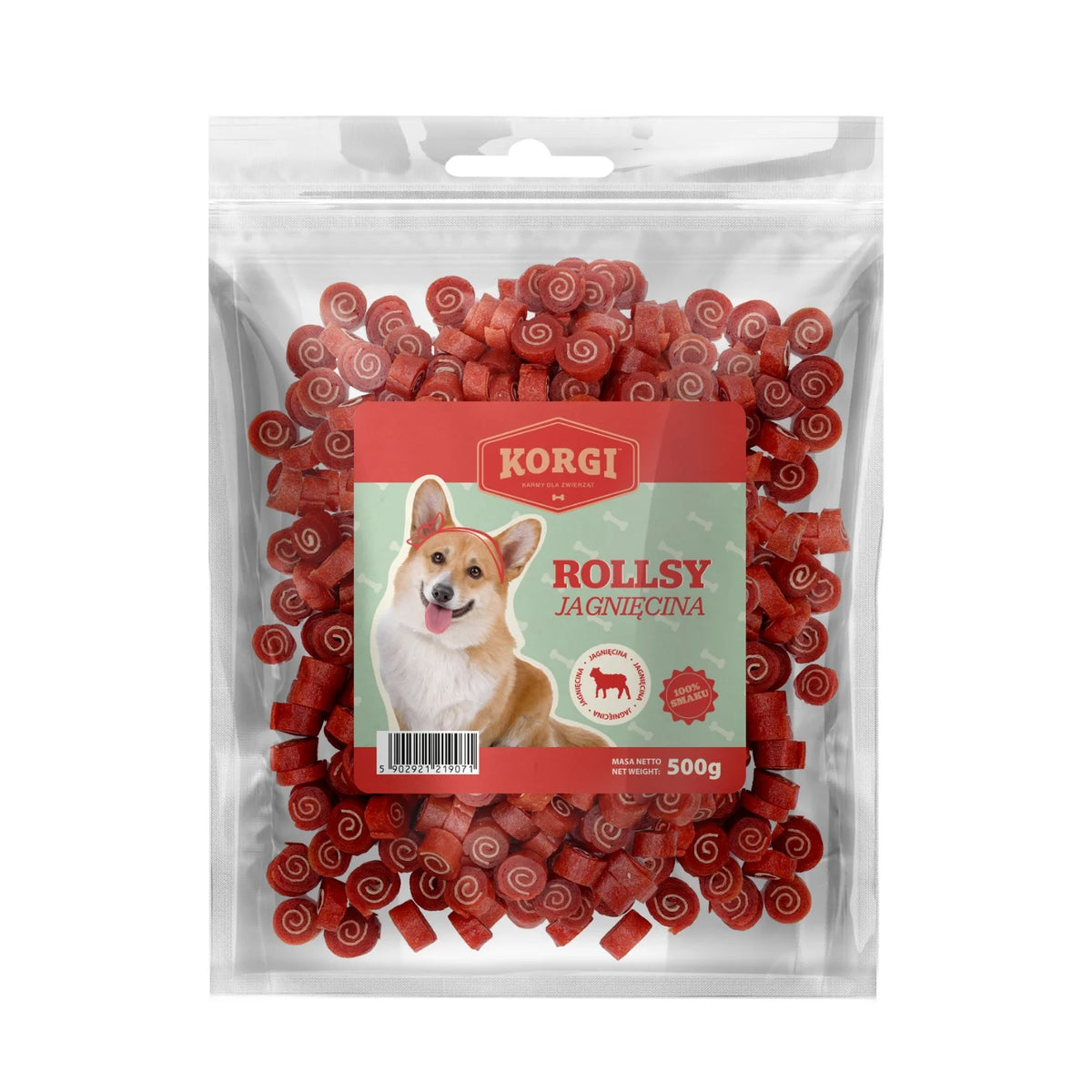 Przysmak dla psa KORGI Rollsy jagnięcina UNISZKI 500G