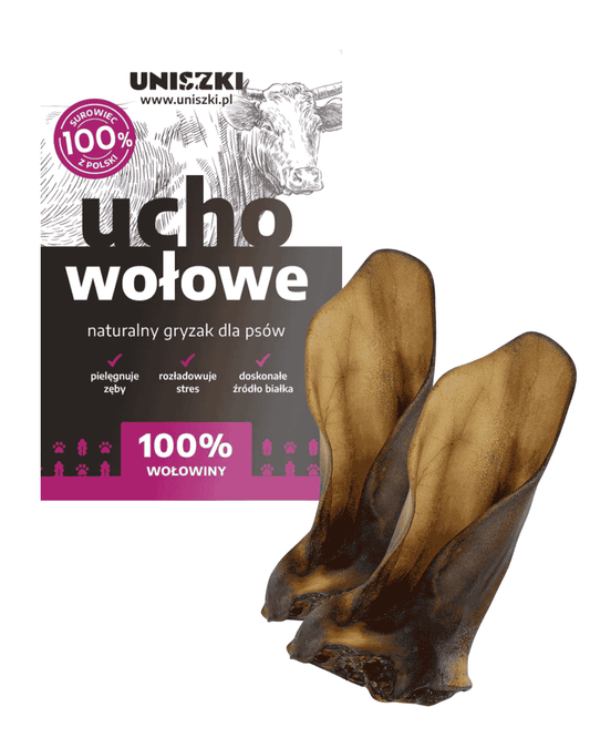 Przysmak dla psa ucho wołowe UNISZKI 10 szt. duże opakowanie